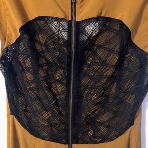 Silence + Noise lace back Dress in Dark Mustard